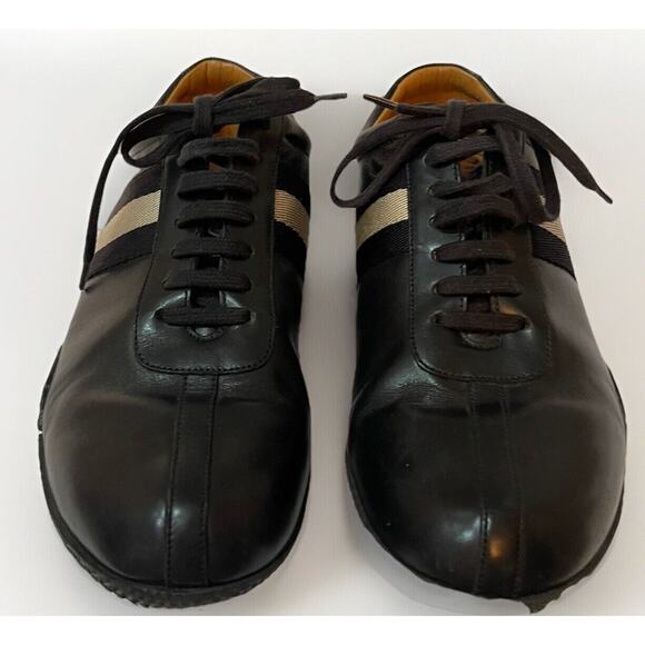 Mens Bally Black Leather Frenz Logo Low Lace-up Sneakers 8.5D main image 4